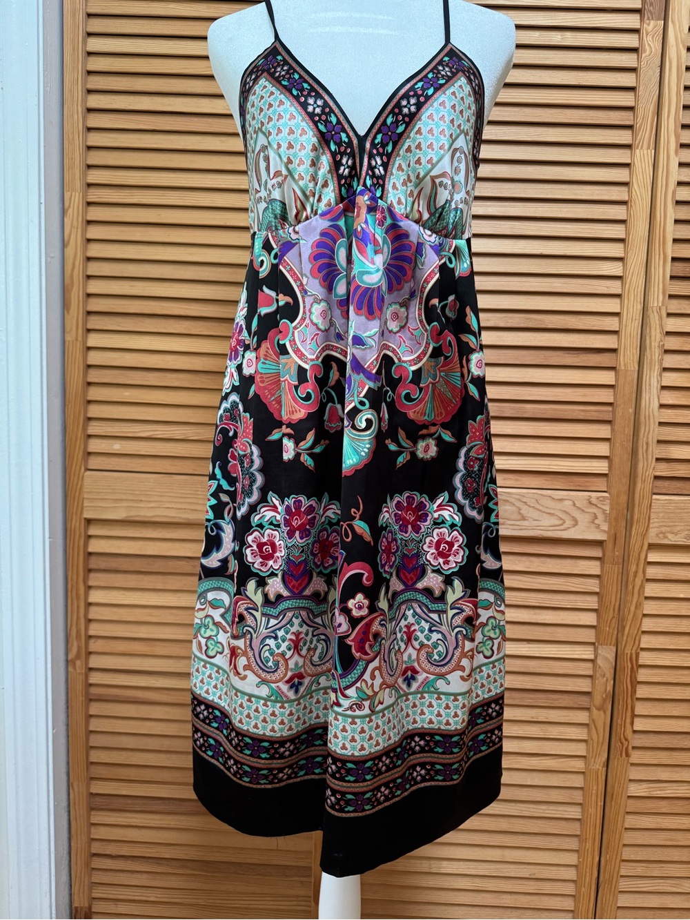 Mixit Boho Paisley Floral V-Neck Shift Dress Multicolor Size 4 Whimsygoth Indie